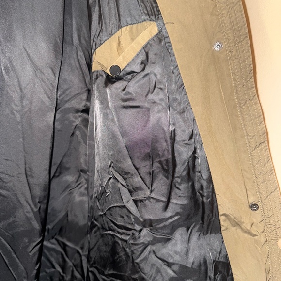 Women's 7 for all Man Kind Goose Down Olive Green Puffer Coat with Faux Fur Hood - Picture 8 of 12